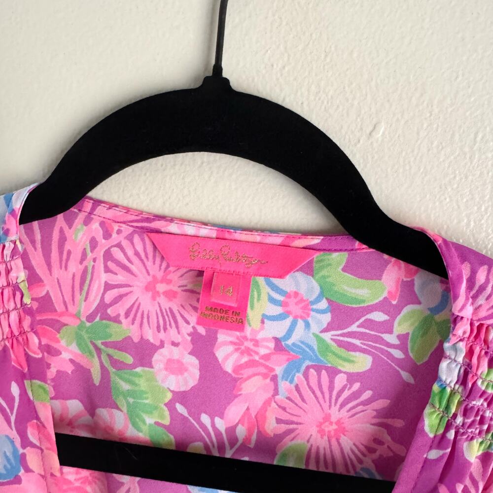 Lilly Pulitzer Pink Cristiana V Neck Stretch Amethyst Moms the Word Dress 14 - Picture 4 of 10